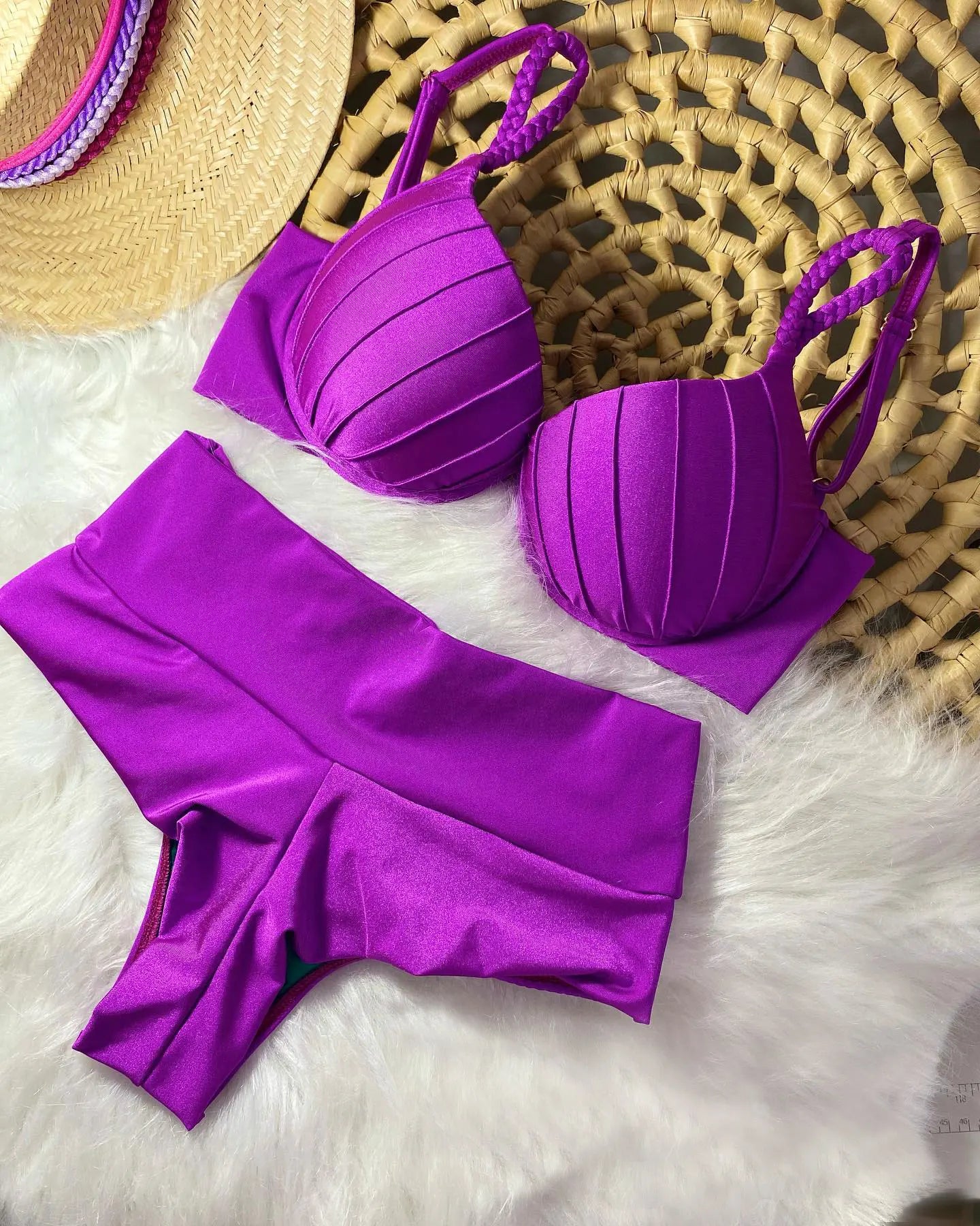 Vintage High Waist Padded Push Up Bikini Women Swimwear - ds