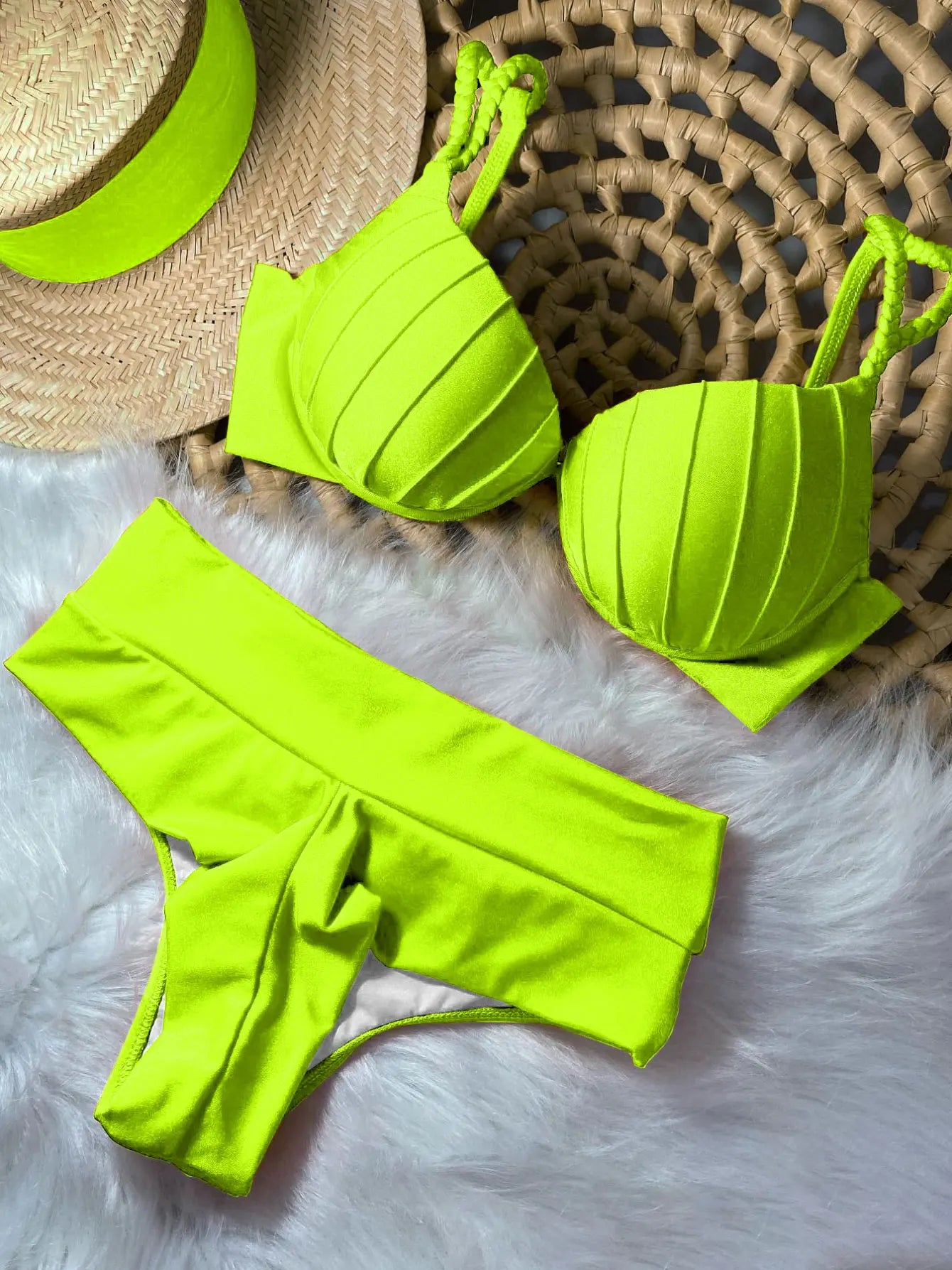 Vintage High Waist Padded Push Up Bikini Women Swimwear - ds