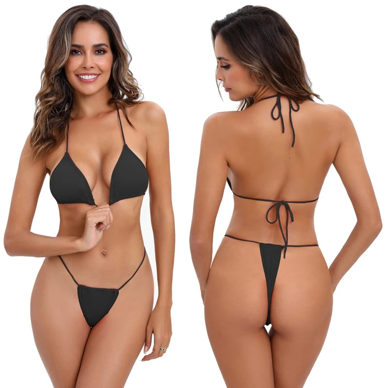 Brazilian G-String Bikini Set – Sexy Micro Halter Swimwear for Women -DS