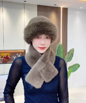 Suit Winter Scarf Mongolian Cap Plush Hat Women's Thickened - CJ - mode24h