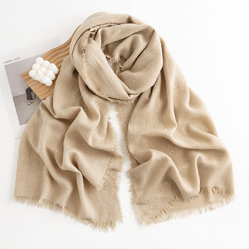 Herringbone Cashmere-Feel Scarf – Monochrome, Tassel, Warm & Stylish - CJ - mode24h