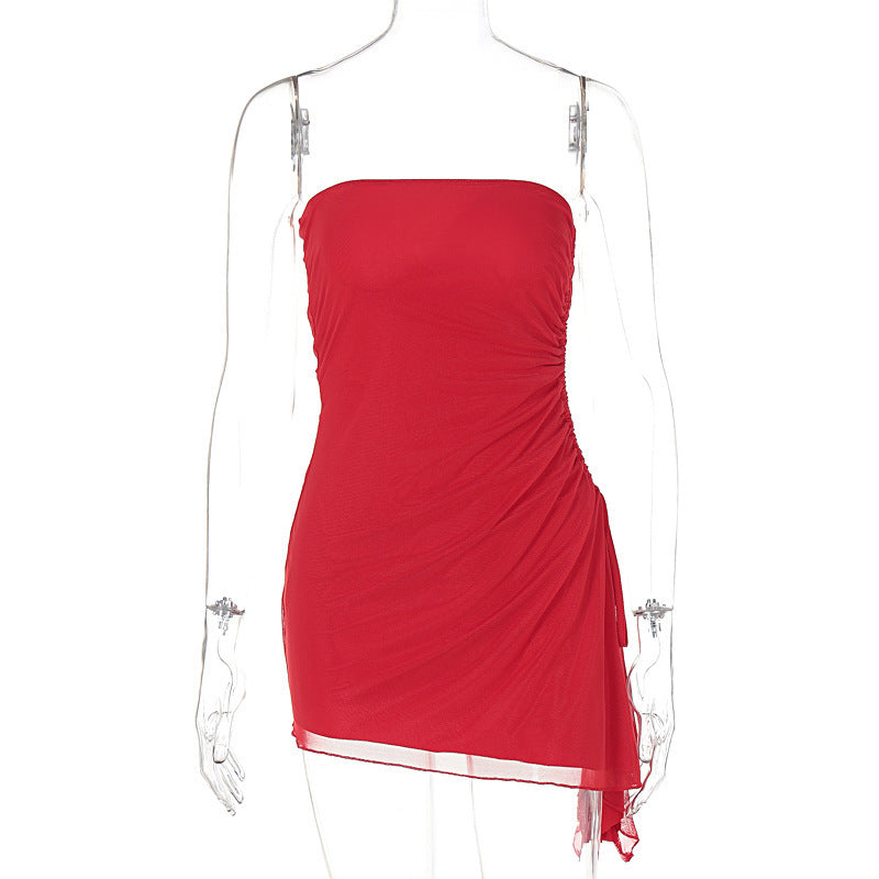 Y2K Backless Tube-Top Split Mini Dress- CJ - mode24h