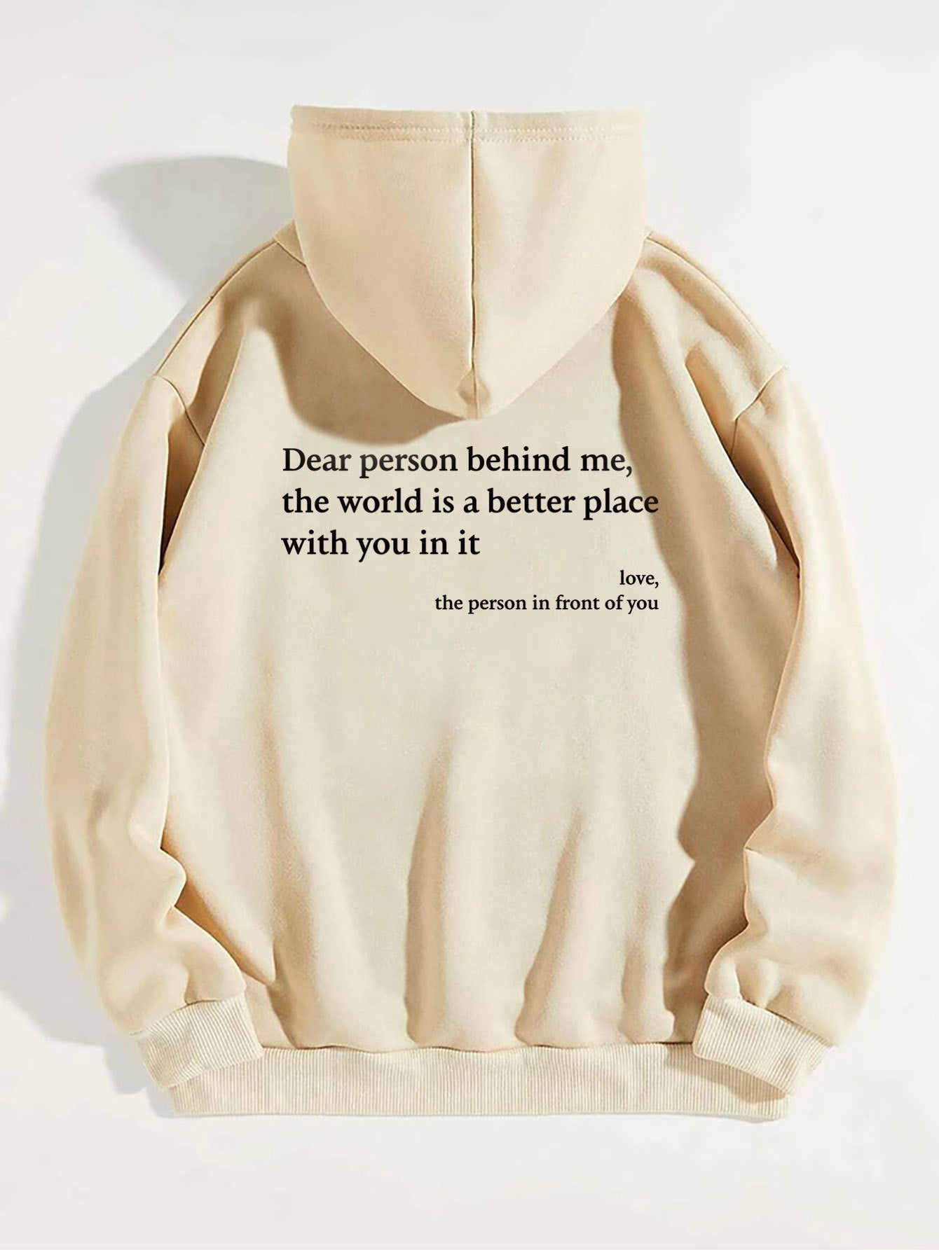 "Dear Person Behind Me" Printed Plush Hoodie- CJ - mode24h