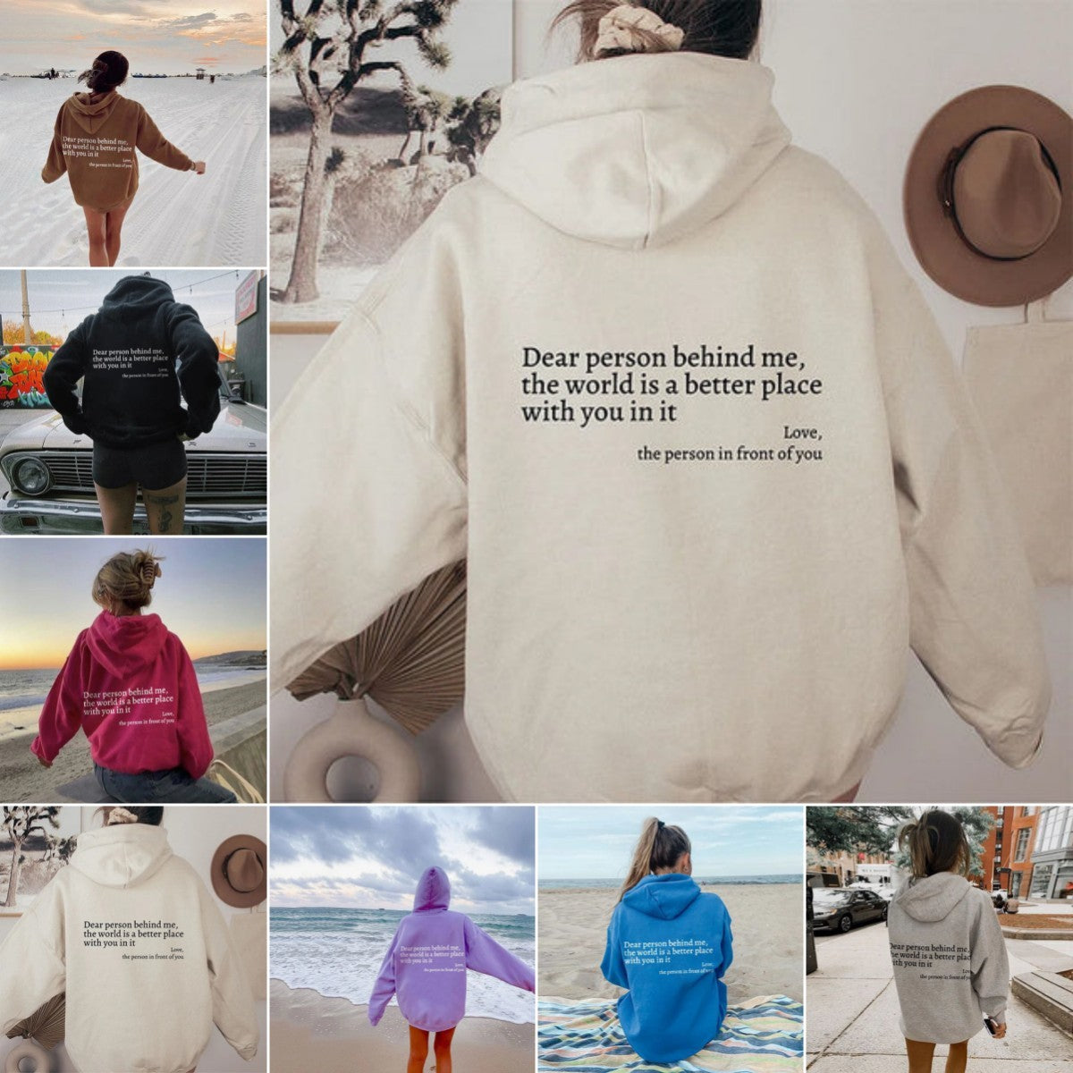 "Dear Person Behind Me" Printed Plush Hoodie- CJ - mode24h