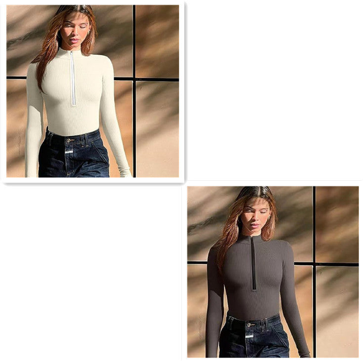 Fashion Long Sleeve Zipper Jumpsuit Seamless Slimming Shapewear For Women Romper - mode24h