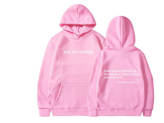 "Dear Person Behind Me" Printed Plush Hoodie- CJ - mode24h