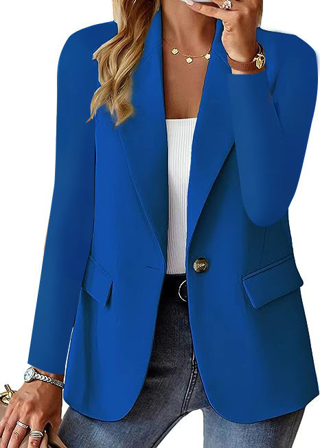 Polyester Autumn Long Sleeve Solid Color Cardigan Small Suit Jacket For Women - CJ - mode24h