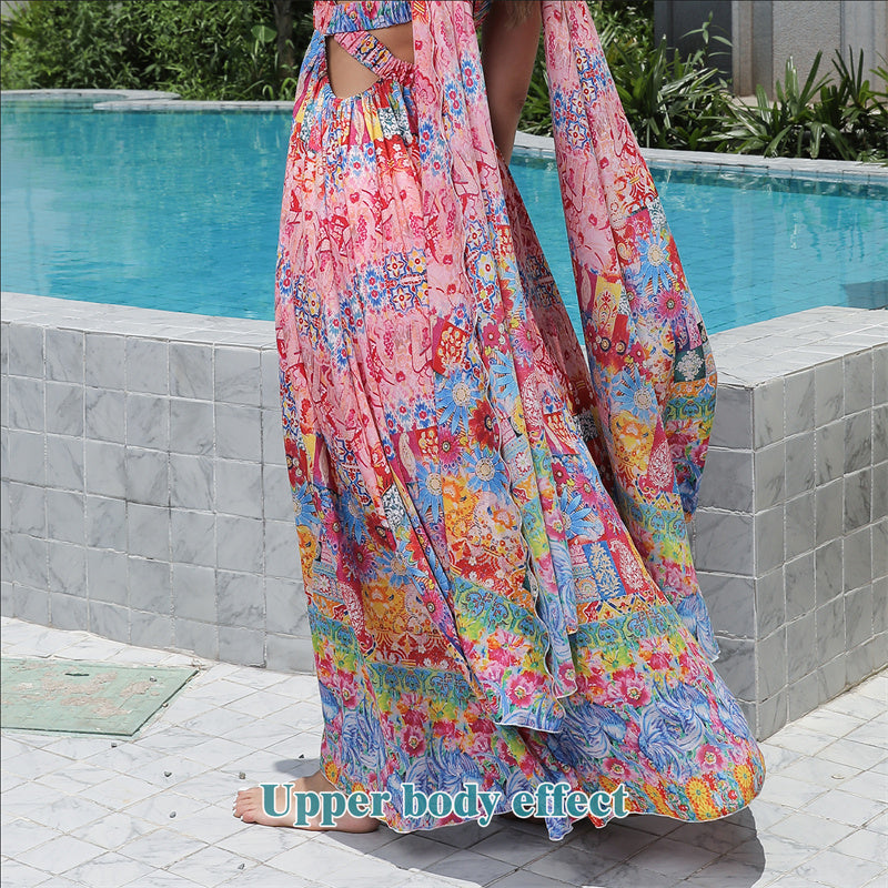 Women's Floral Style Large Hem Dress-CJ - mode24h