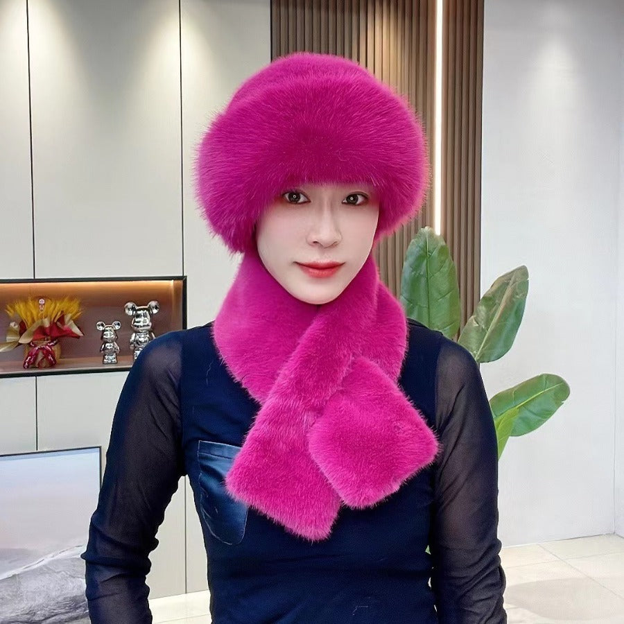Suit Winter Scarf Mongolian Cap Plush Hat Women's Thickened - CJ - mode24h