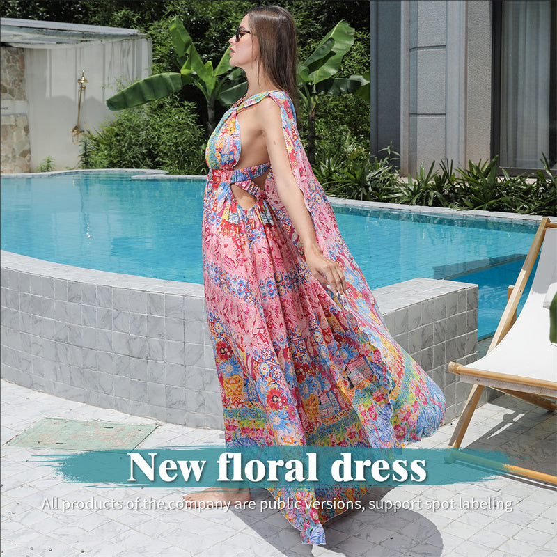 Women's Floral Style Large Hem Dress-CJ - mode24h