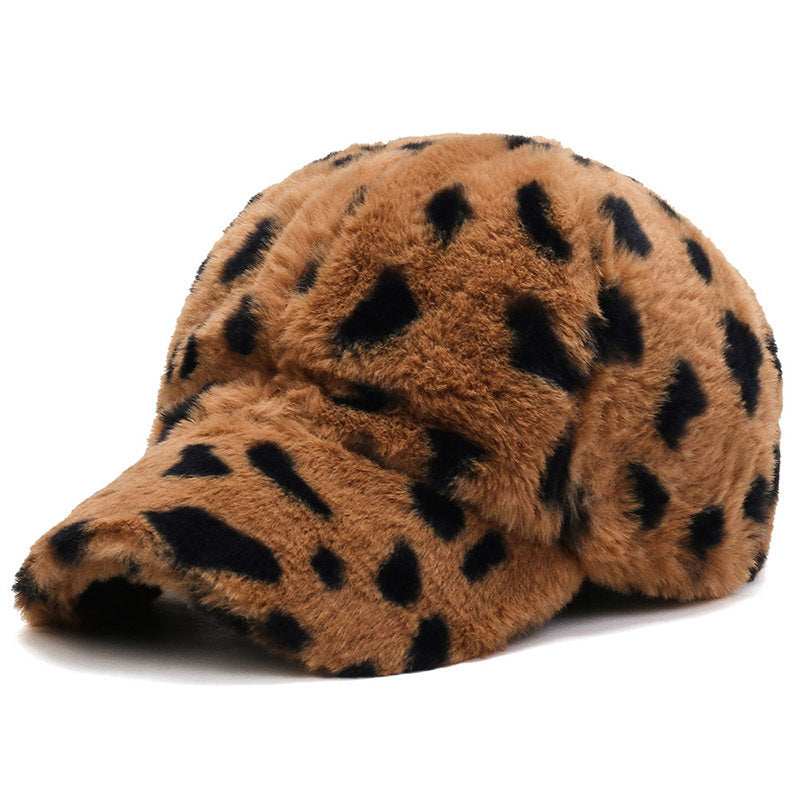 Fashion Leopard Fleece Baseball All-matching Peaked Cap - CJ - mode24h