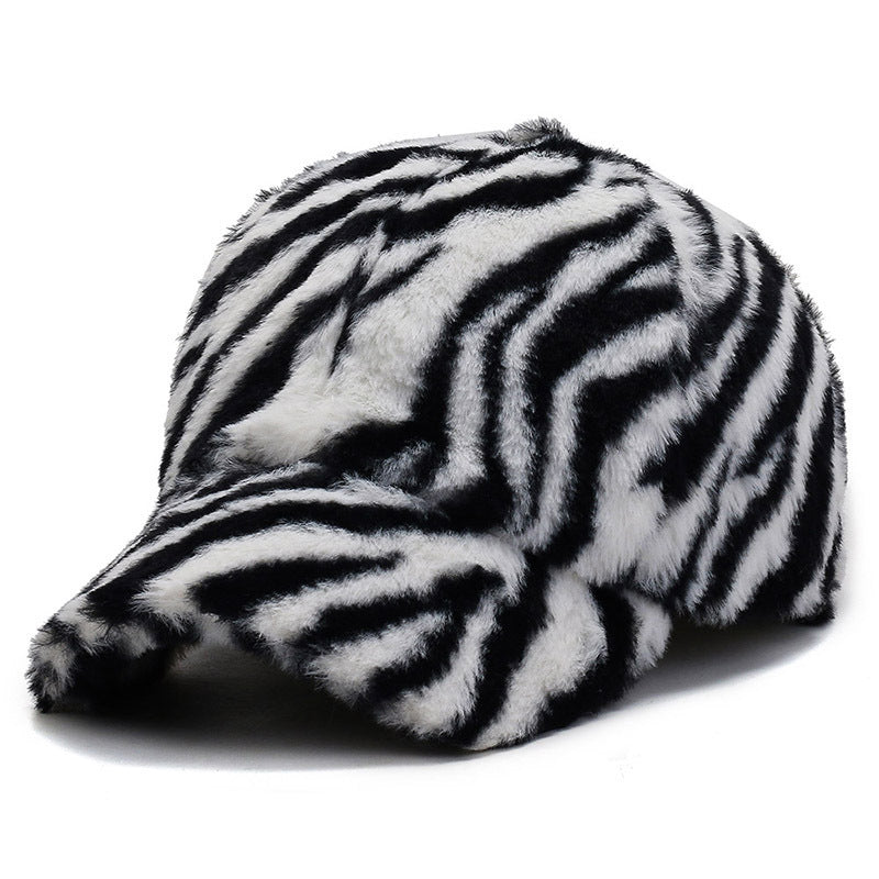 Fashion Leopard Fleece Baseball All-matching Peaked Cap - CJ - mode24h