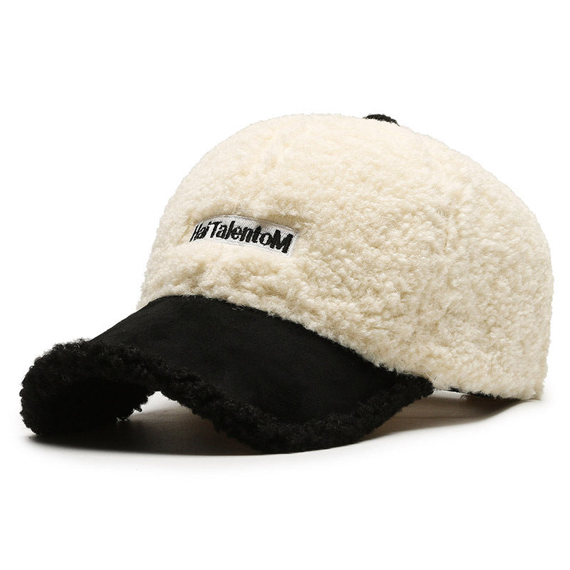 Autumn Winter Color Matching Fashion All-match Plush Warm Peaked Cap - CJ - mode24h