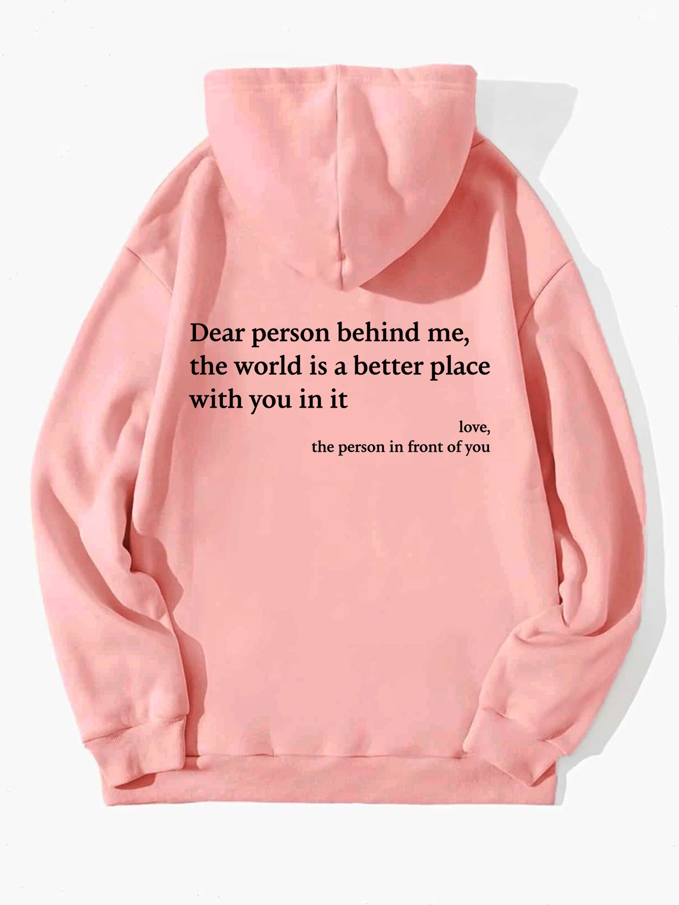 "Dear Person Behind Me" Printed Plush Hoodie- CJ - mode24h