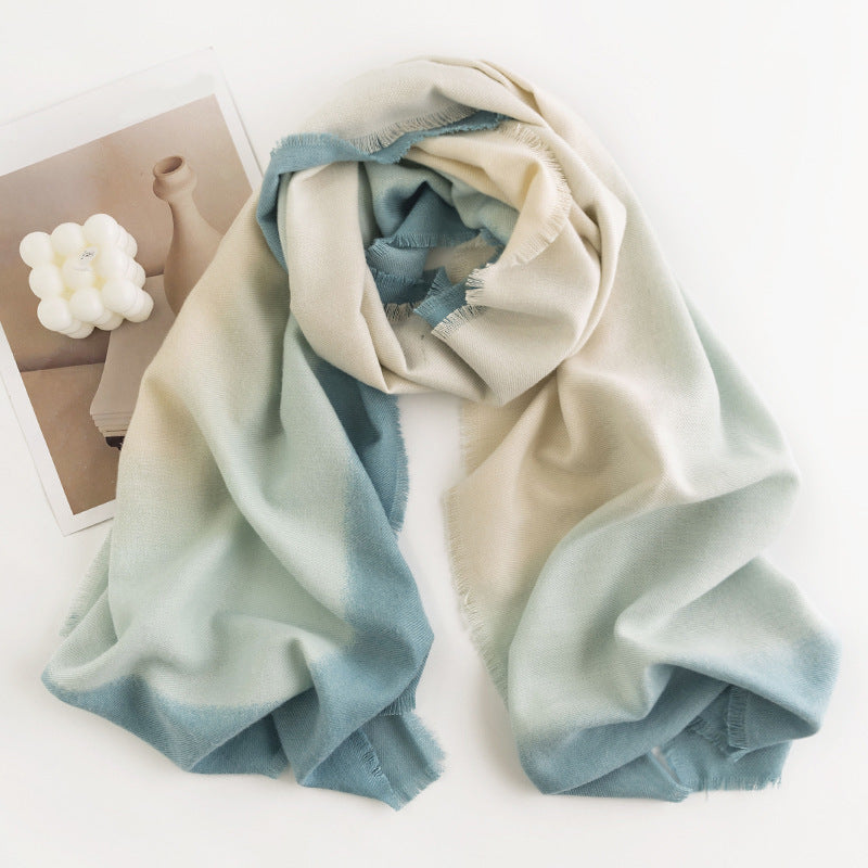 Herringbone Cashmere-Feel Scarf – Monochrome, Tassel, Warm & Stylish - CJ - mode24h