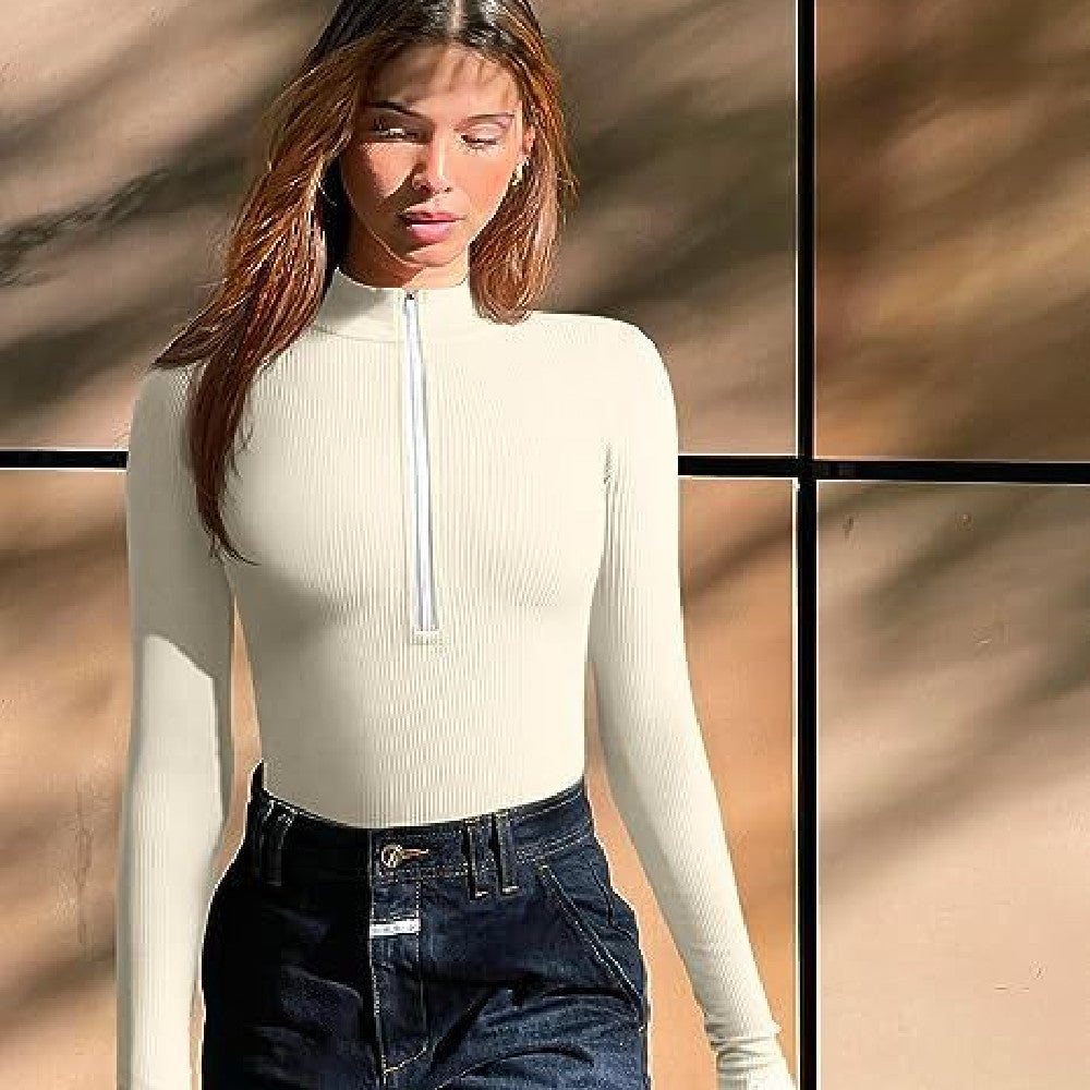 Fashion Long Sleeve Zipper Jumpsuit Seamless Slimming Shapewear For Women Romper - mode24h