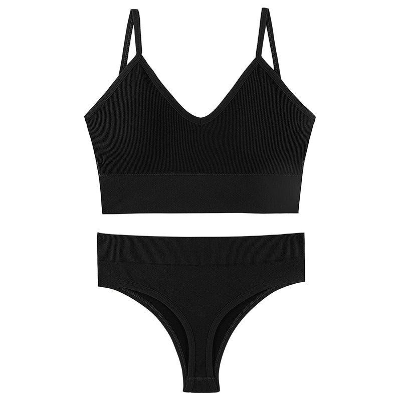 Wireless Push-up Sports Bra Set with French Triangle Cup-CJ - mode24h
