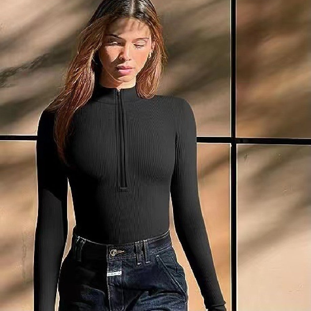Fashion Long Sleeve Zipper Jumpsuit Seamless Slimming Shapewear For Women Romper - mode24h