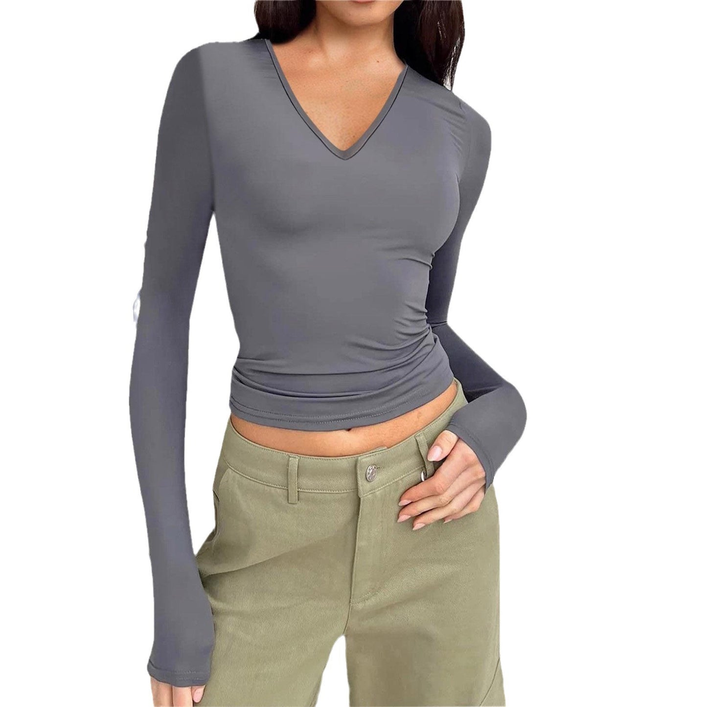 Women's Long Sleeve Versatile Tops- CJ - mode24h