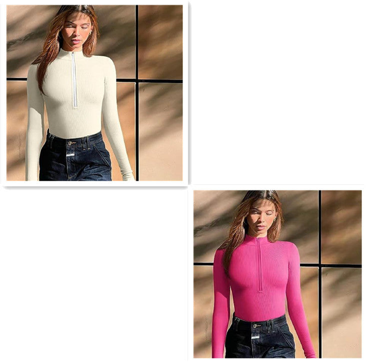 Fashion Long Sleeve Zipper Jumpsuit Seamless Slimming Shapewear For Women Romper - mode24h