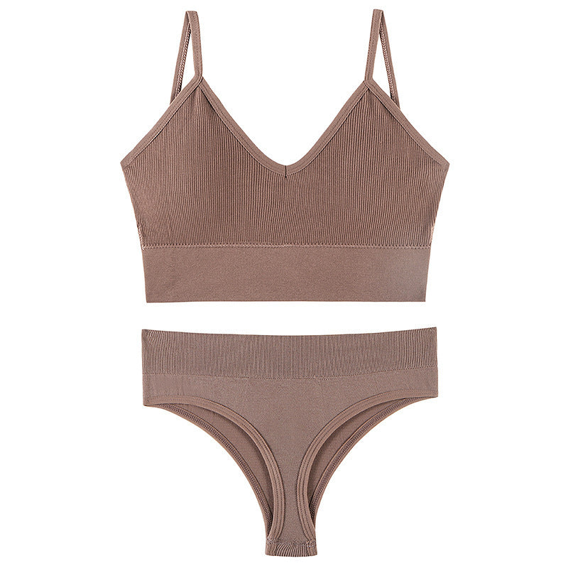 Wireless Push-up Sports Bra Set with French Triangle Cup-CJ - mode24h