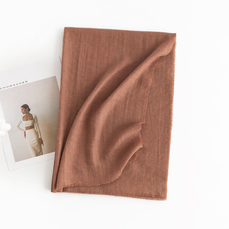 Herringbone Cashmere-Feel Scarf – Monochrome, Tassel, Warm & Stylish - CJ - mode24h