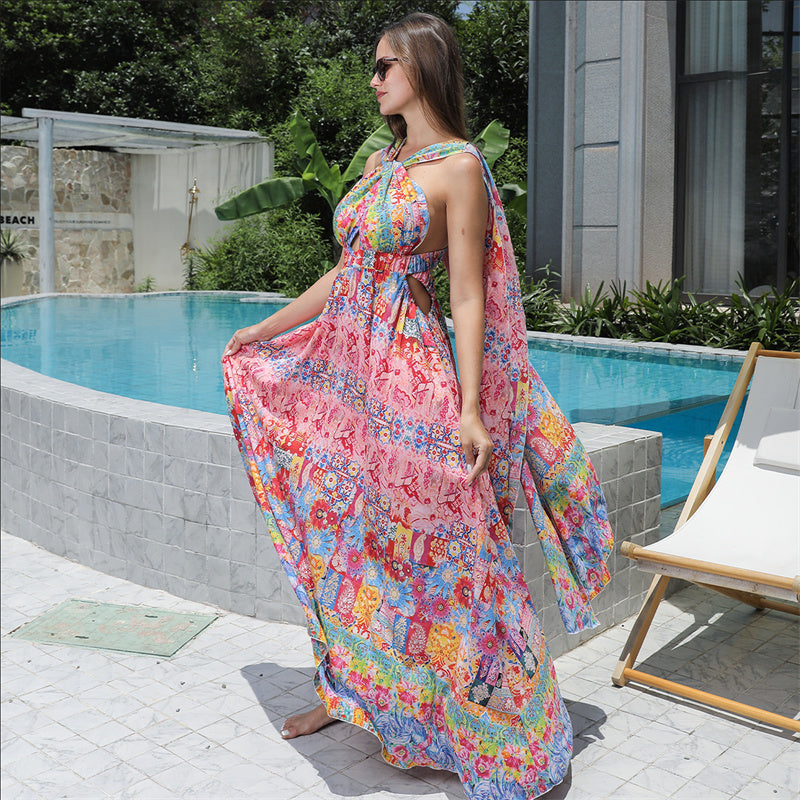 Women's Floral Style Large Hem Dress-CJ - mode24h