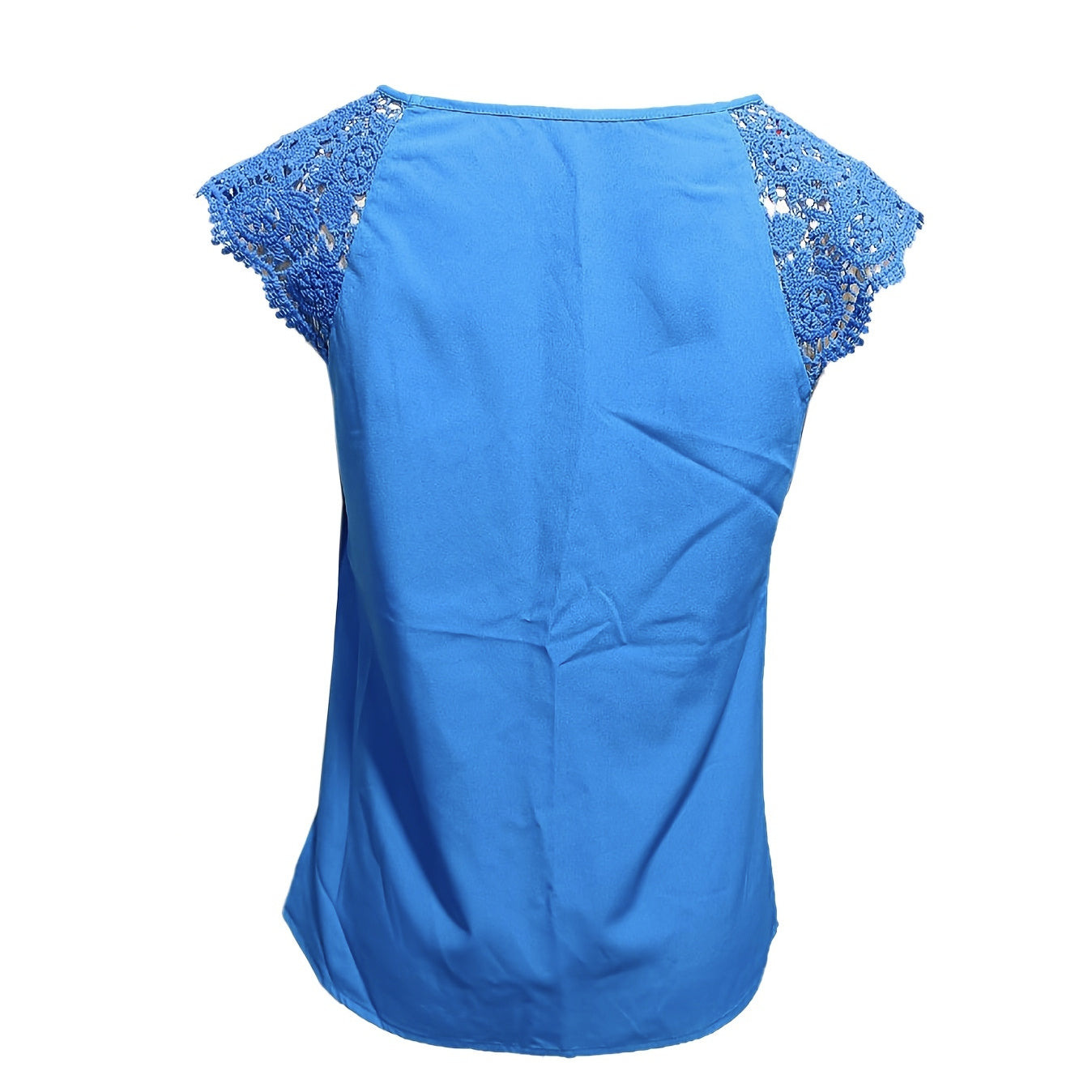Women's Summer Top With Contrasting Lace Buttonhole Collar-CJ - mode24h