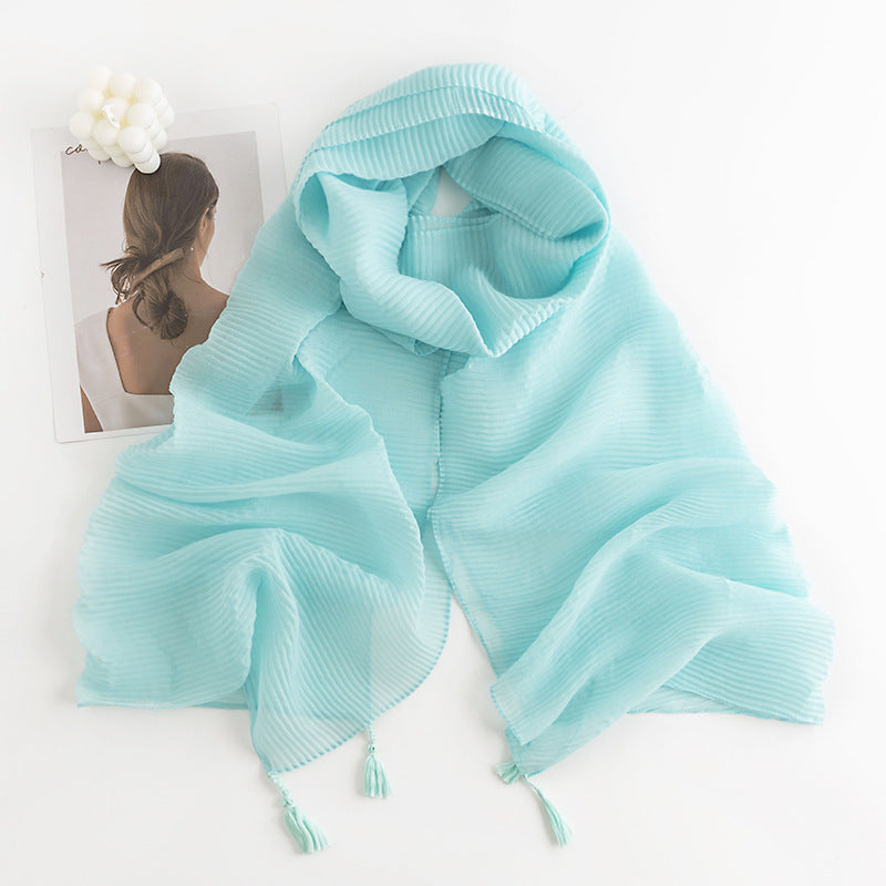 Herringbone Cashmere-Feel Scarf – Monochrome, Tassel, Warm & Stylish - CJ - mode24h