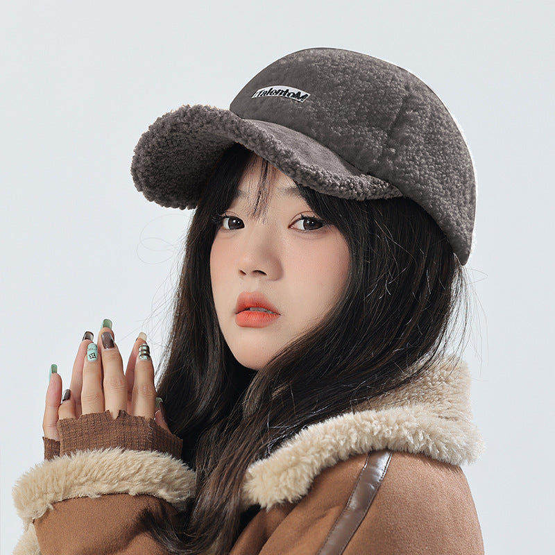 Autumn Winter Color Matching Fashion All-match Plush Warm Peaked Cap - CJ - mode24h
