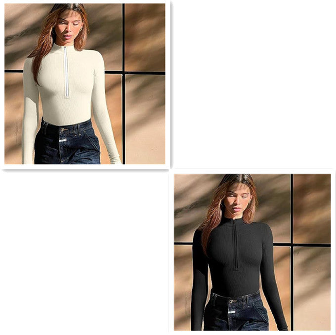 Fashion Long Sleeve Zipper Jumpsuit Seamless Slimming Shapewear For Women Romper - mode24h