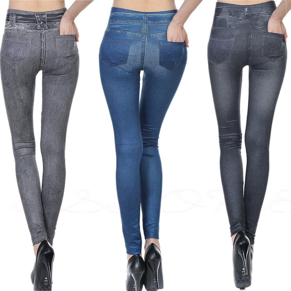High Waisted Jeggings - Denim Leggings - CJ - mode24h