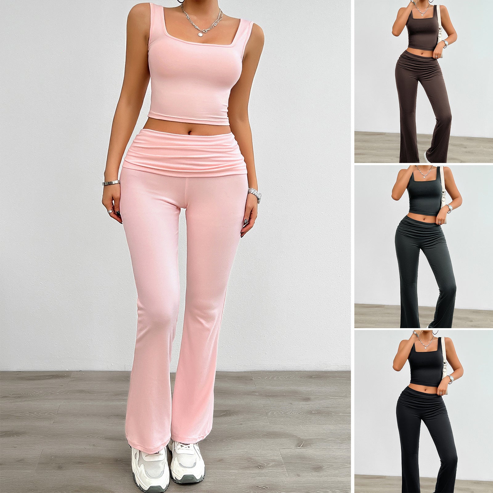 Women's Fashion Casual Solid Color Vest Body-hugging Suit -CJ - mode24h