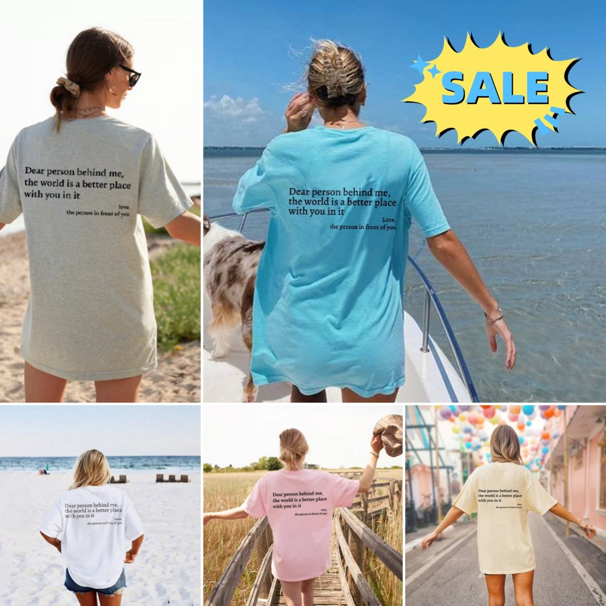 New Fashion Womens Letter T-Shirt Round Neck Short Sleeve Slogan Tee Top - CJ - mode24h