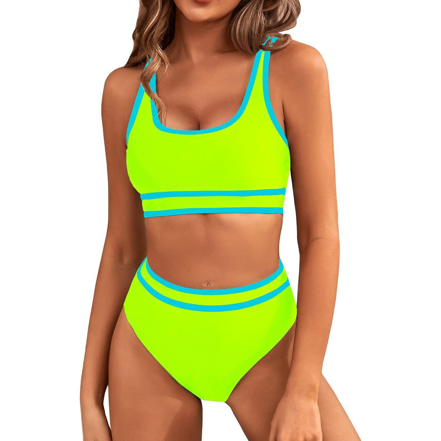 Bikini Tight-fitting Solid Color Swimsuit For Women -CJ - mode24h