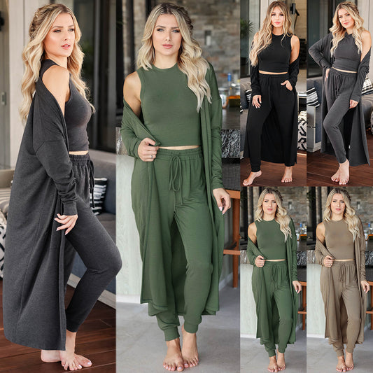 Women's Knitted Slim-fit Temperament Vest And Trousers Sports Suit- CJ - mode24h