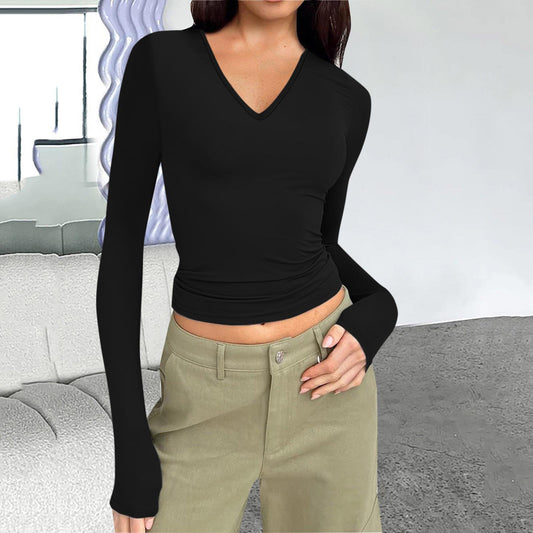 Women's Long Sleeve Versatile Tops- CJ - mode24h