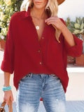 Women's Dropped Shoulder Bat Shirt Casual Long Sleeve Shirt -CJ - mode24h
