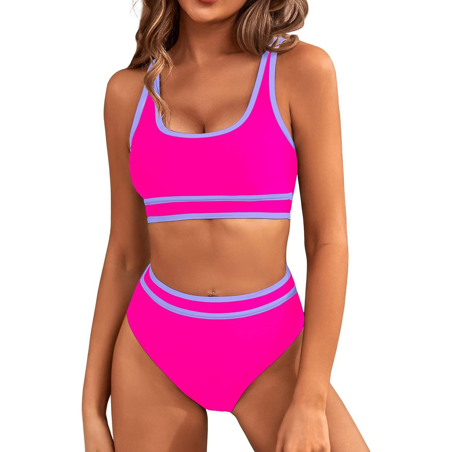 Bikini Tight-fitting Solid Color Swimsuit For Women -CJ - mode24h