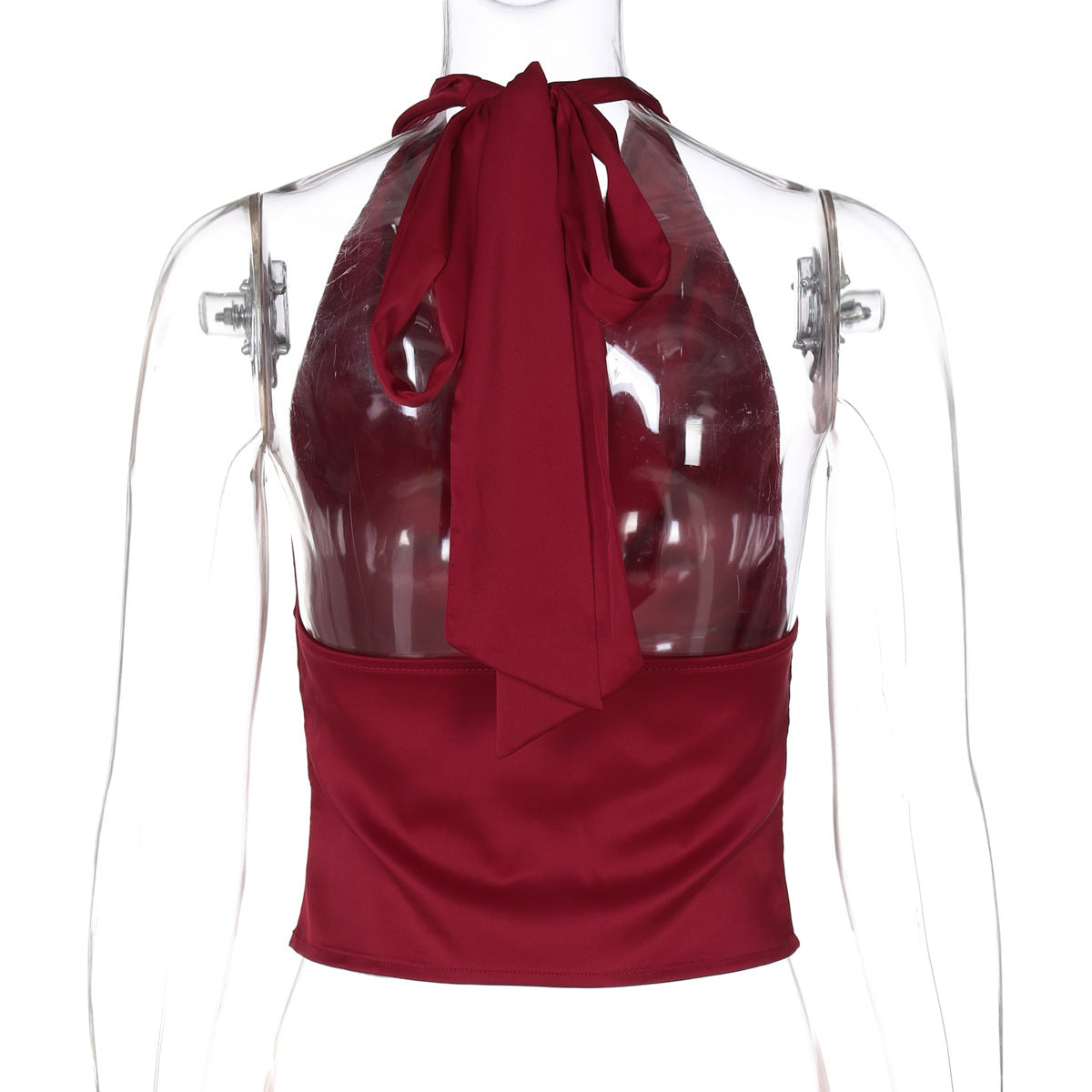 Women's Halter Backless Tank Vest Fashion Solid Color Slim Fit Tied Tube Top - mode24h