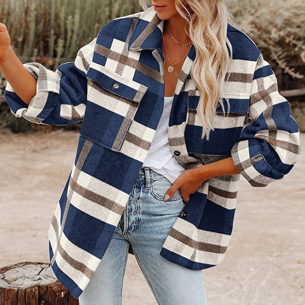Plaid Button Flannel Woolen Shirt - CJ - mode24h