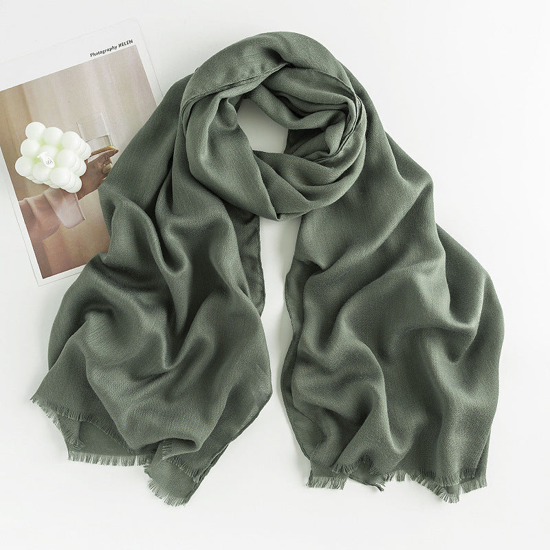 Herringbone Cashmere-Feel Scarf – Monochrome, Tassel, Warm & Stylish - CJ - mode24h