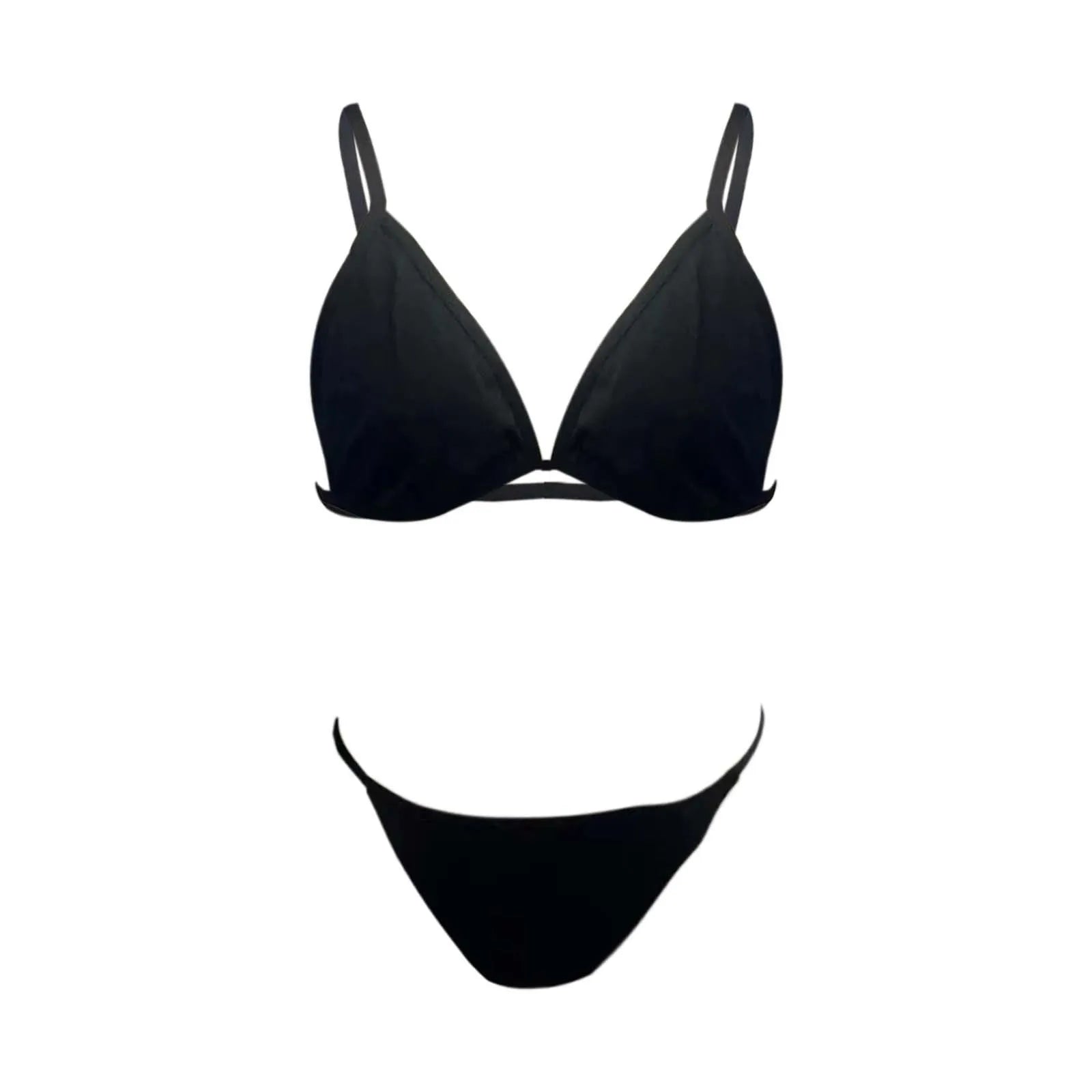 Women'S Triangle Bikini Set Sexy Deep V Beach Swimwear Spaghetti Strap Underwear Bikini G-String Sunbathing Two Piece Swimsuit- DS - mode24h