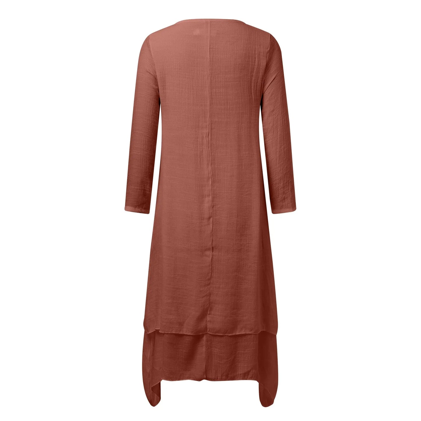 Women's Bohemian White Linen Long Sleeve Maxi Dress - DS - mode24h