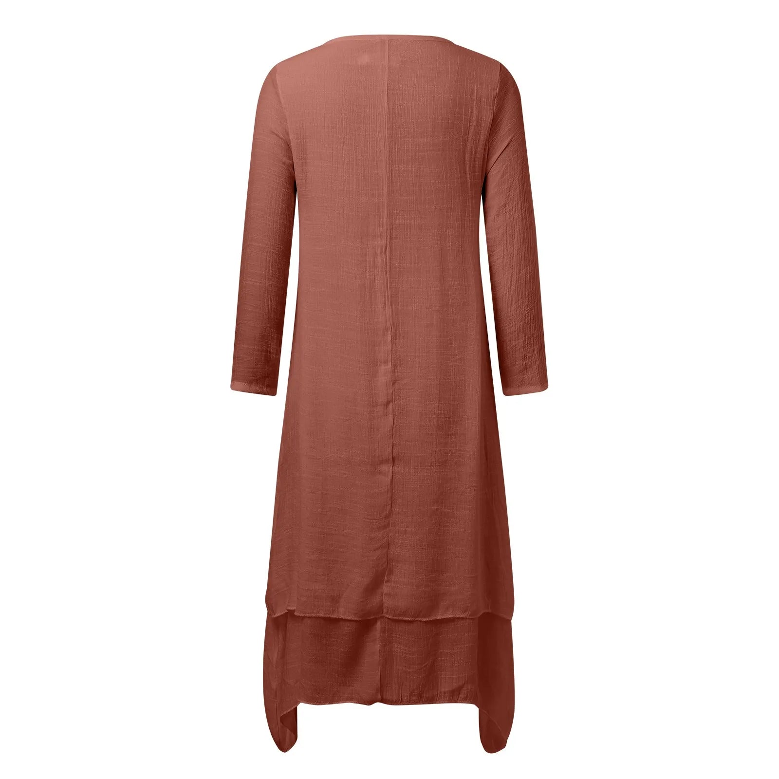Women's Bohemian White Linen Long Sleeve Maxi Dress - DS - mode24h