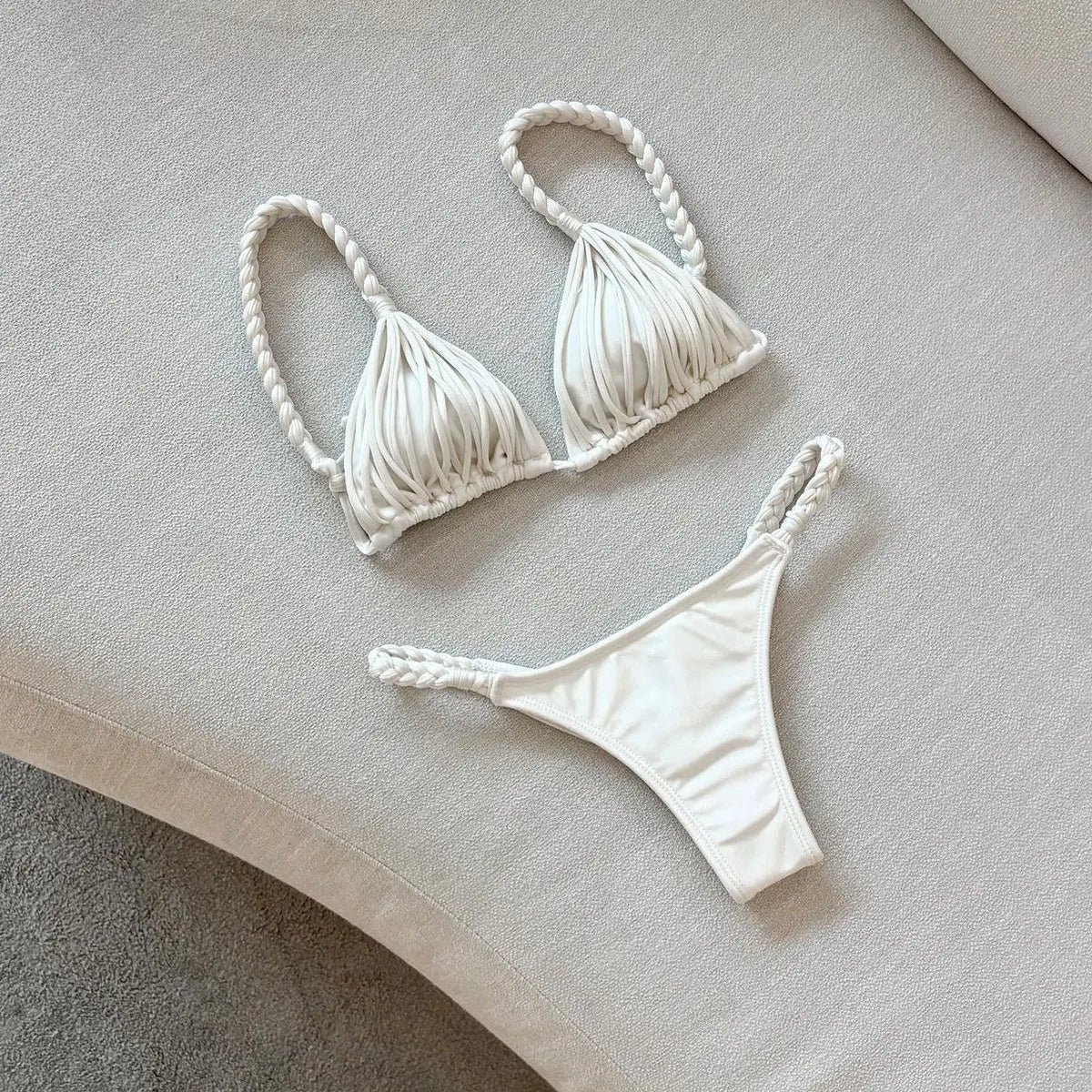 Braided Rope Brazilian Bikini – Sexy Bandage Stripe Two-Piece Swimwear -DS