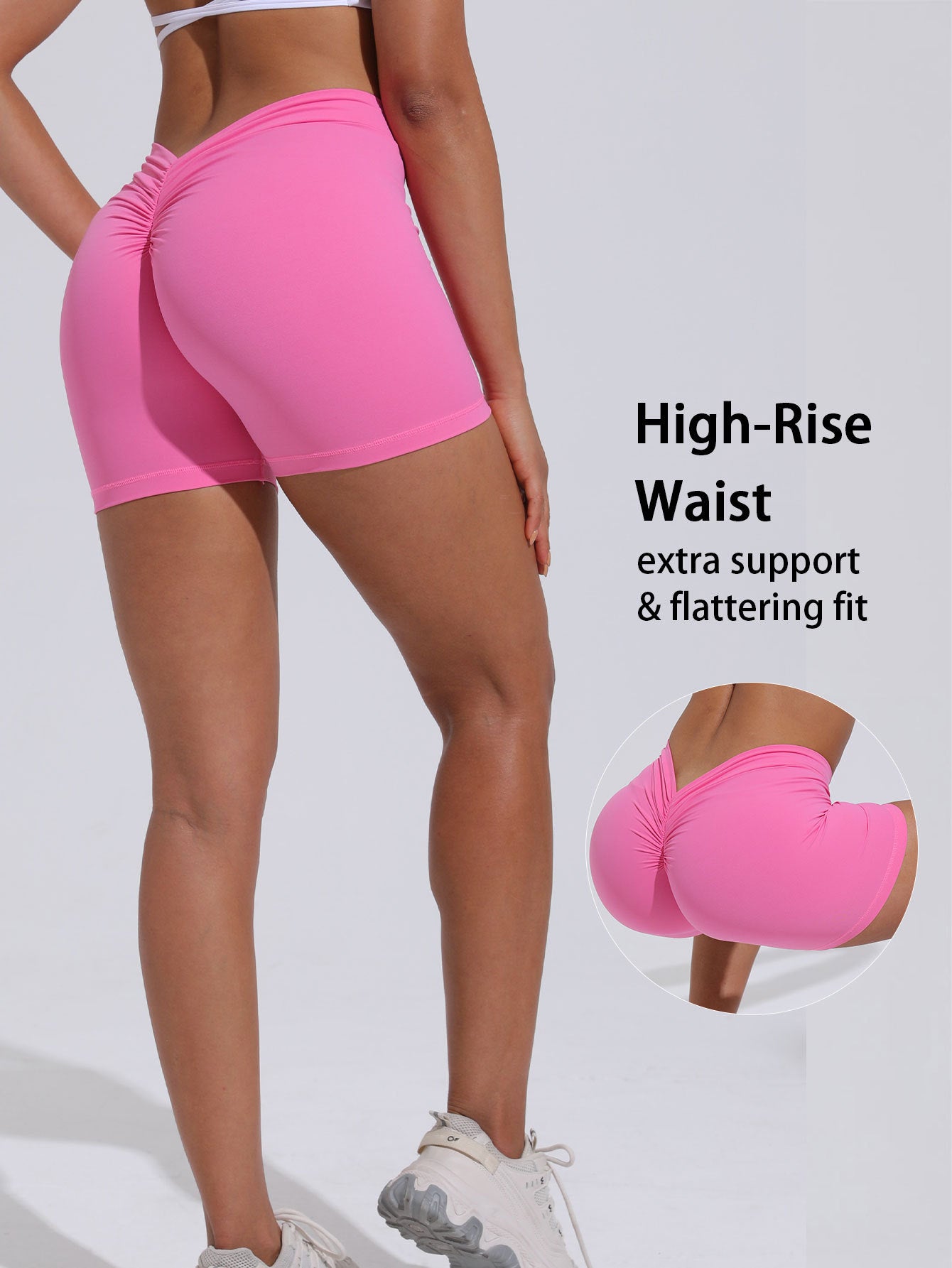 Women's Butt Lifting Shorts High Waist Tummy Control Yoga Shorts Ruched Booty Workout Short Leggings -cj - mode24h