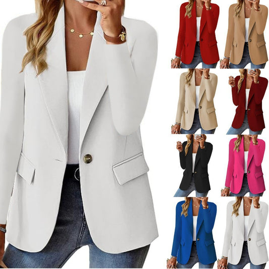 Polyester Autumn Long Sleeve Solid Color Cardigan Small Suit Jacket For Women - CJ - mode24h