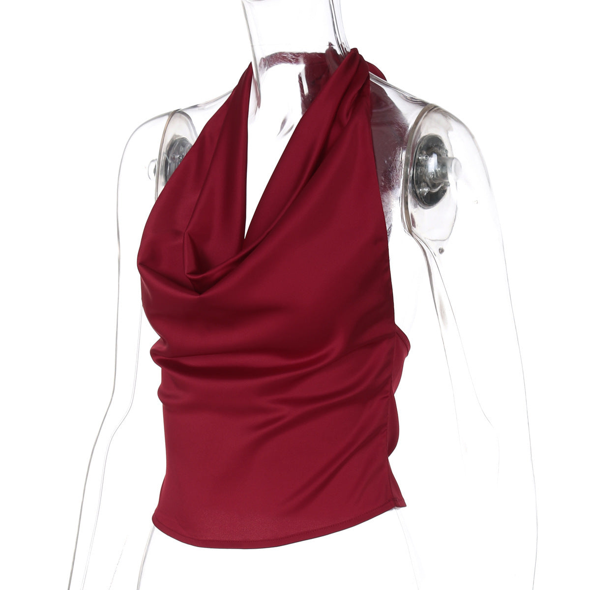 Women's Halter Backless Tank Vest Fashion Solid Color Slim Fit Tied Tube Top - mode24h