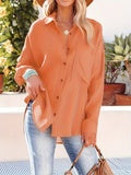 Women's Dropped Shoulder Bat Shirt Casual Long Sleeve Shirt -CJ - mode24h